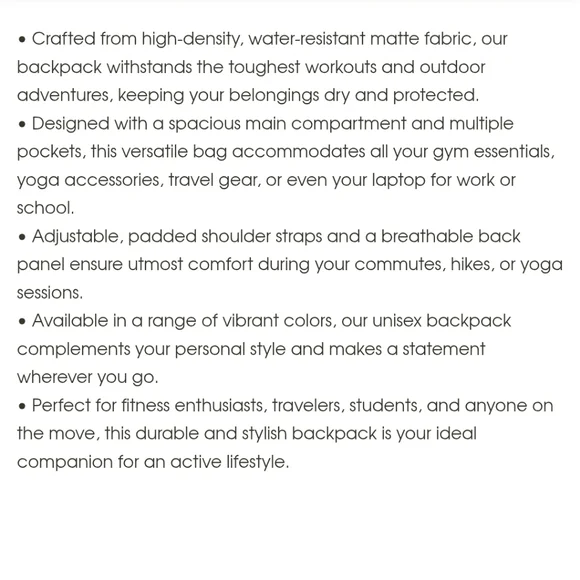 ALO Yoga Classic Black Backpack. NWT. - Picture 5 of 13